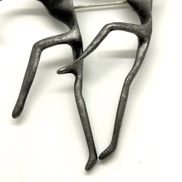 Modern Dancers Brooch darkened Silver-tone Metal Abstract Artistic Design Pin - Picture 3 of 11